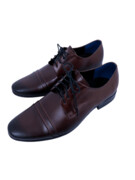 Eleganckie brązowe skórzane półbuty męskie Nikopol