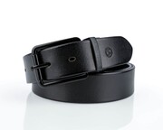 Pasek męski czarny skórzany z czarną klamrą klasyczny 090