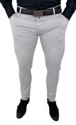Eleganckie spodnie męskie jasne szare slim fit Stylovy D-1100