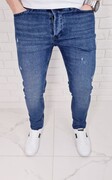 Jeansy z przetarciami męskie slim fit Blue-3