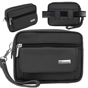 Saszetka męska skórzana na telefon na pasek pas kabura czarna 2675