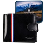 Peterson portfel męski ze skóry naturalnej czarny poziomy rfid 83149