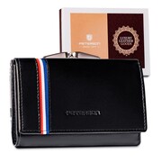 PETERSON portfel damski skórzany średni na zatrzask czarny 81511