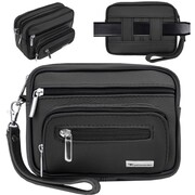 Saszetka męska skórzana na telefon na pasek pas kabura czarna 2650