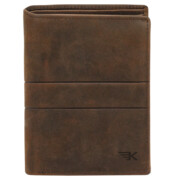 Pionowy portfel męski klasyczny brązowy skóra Leo