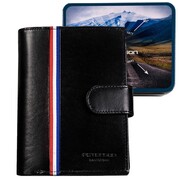 Peterson portfel męski skórzany czarny na karty zapinany 83155