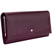 Kochmanski damski portfel skórzany duży śliwkowy na zatrzask szeroki