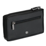 Etui na klucze skórzane na zamek z kieszonką czarne OHIO