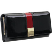 Portfel damski skórzany czarny lakierowany premium na bigiel Mia