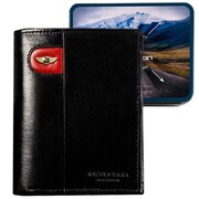 Peterson portfel męski skórzany czarny pionowy na karty banknoty 83136