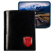 Peterson portfel męski skórzany czarny pionowy na karty banknoty 83116