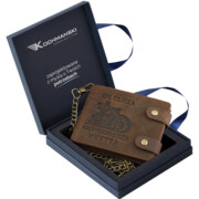 Portfel męski dla motocyklisty z łańcuchem skóra naturalna brąz Leo