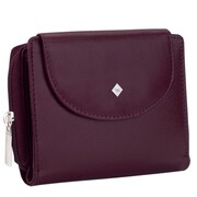 Kochmanski damski portfel skórzany mały śliwkowy z kieszonką na zamek