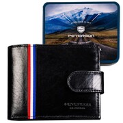 Peterson portfel męski skórzany czarny mały poziomy na karty 83157