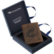 Portfel wędkarski brąz pionowy skórzany Leo