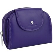 Kochmanski damski portfel skórzany fioletowy mały na karty rozkładany