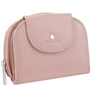 Kochmanski damski portfel skórzany pudrowy różowy mały zamek