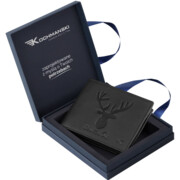 Portfel męski dla myśliwego czarny poziomy skórzany Greg