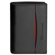 Męski portfel ze skóry czarny z czerwoną wstawką bez zapięcia premium Connor