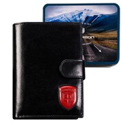 Peterson skórzany portfel męski duży czarny na dokumenty karty 83107