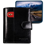 Peterson portfel męski skórzany czarny na karty zapinany 83135