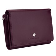 Kochmanski damski portfel ze skóry śliwkowy mały portmonetka na zatrzask