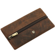 Miękkie skórzane etui na klucze na zamek z kółkiem brązowe ARIZONA