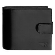 Średni czarny portfel męski skórzany z zapięciem premium SmartPay Alan