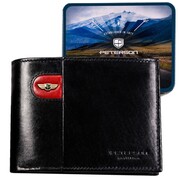 Peterson skórzany portfel męski duży czarny poziomy na karty 83124
