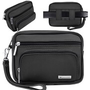 Saszetka męska skórzana na telefon na pasek pas kabura czarna 2680