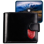 Peterson skórzany portfel męski duży czarny poziomy z zapięciem 83103