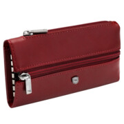 Etui na klucze skóra naturalna na zamek na zamek czerwone burgundowe ISLA