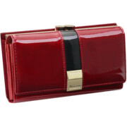 Duży portfel damski skórzany czerwony portmonetka Lilly