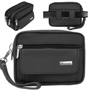 Saszetka męska skórzana na telefon na pasek pas kabura czarna 2655