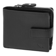 Cienki męski portfel skóra naturalna z zapięciem poziomy czerń Greg