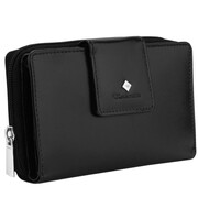 Kochmanski damski portfel skórzany czarny duży rozkładany na karty