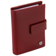 Wizytownik etui na karty dokumenty skóra zatrzask RFID czerwone burgundowe ISLA
