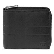 Męski skórzany portfel na zamek klasyczny czarny Greg