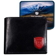 Peterson portfel męski ze skóry naturalnej czarny poziomy rfid 83110