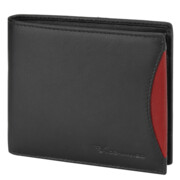 Mały portfel męski czarny cienki slim na karty z czerwoną wstawką Jack