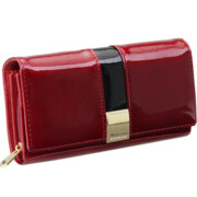 Portfel damski ze skóry naturalnej czerwony lakierowany Lilly