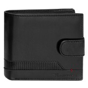 Pionowy średni czarny portfel męski z zapięciem skórzany SmartPay Dylan
