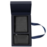 Zestaw prezentowy męski portfel pionowy i etui skóra czerń Greg