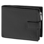 Klasyczny portfel męski skórzany czarny na zatrzask poziomy Greg