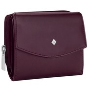 Kochmanski damski portfel skórzany mały śliwkowy na karty na zatrzask