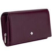 Kochmanski damski portfel średni śliwkowy ze skóry na karty dokumenty