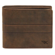 Klasyczny skórzany portfel męski brązowy poziomy bez zapięcia Leo