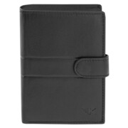 Skórzany męski portfel czarny z zapięciem Greg