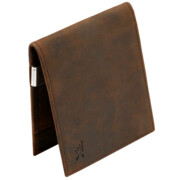 Ultra cienki skórzany portfel z klipsem na banknoty brąz Leo