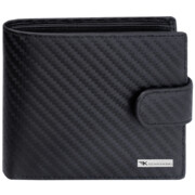 Męski portfel skórzany karbon na zatrzask poziomy RFID Dubai
